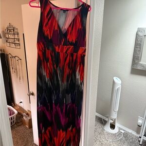 Elementz Asymmetrical Red and Black Maxi Sundress